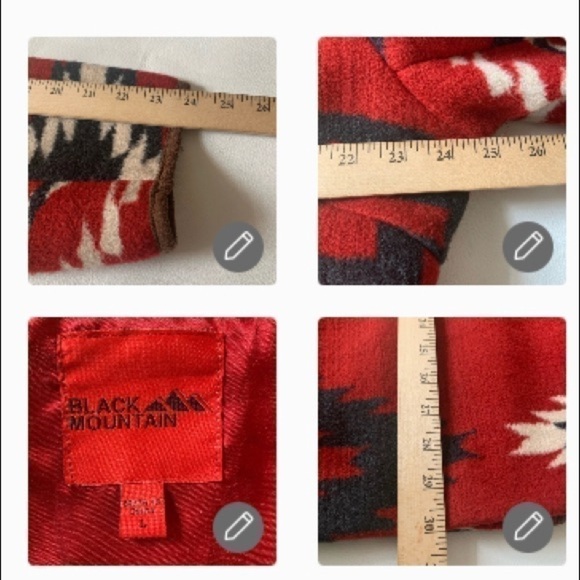 Black Mountain Aztec Southwest designs red white, black, fully lined. SZ L/XL - Picture 6 of 11